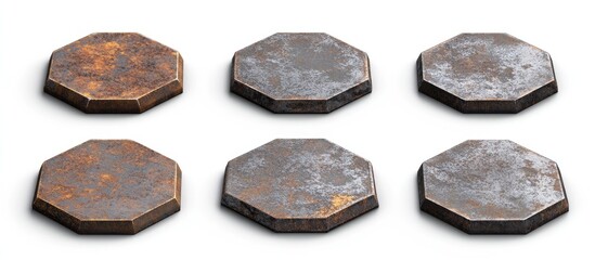 Rusted Octagonal Metal Discs