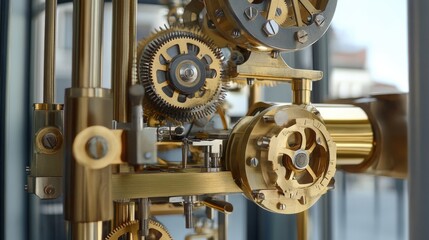 Obraz premium Close-up view of intricate clockwork mechanisms.