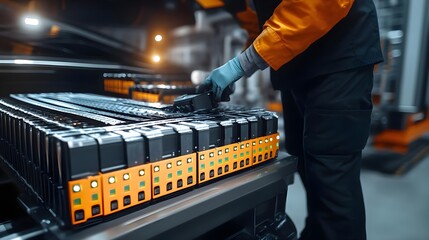 Electric Vehicle Battery Inspection Station in Modern Workshop