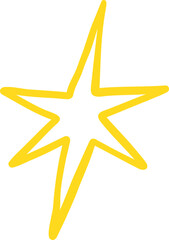 Yellow Starburst Shape, Simple Hand Drawn Star Icon