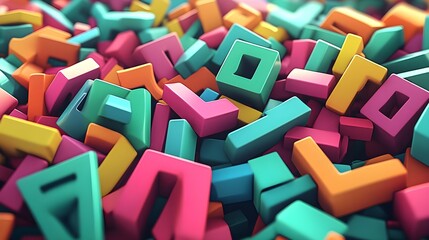 Fototapeta premium Colorful Blocks with Letters Stacked in Playful Arrangement
