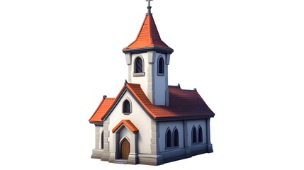 Fototapeta premium Vibrant Cartoon Church with Red Roof and Charming Architecture