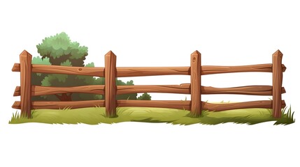 Obraz premium Vector Cartoon Illustration of Isolated Wooden Farm Fence for Graphic Design Projects