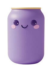 Obraz premium Purple cartoon-inspired smiling jar with cute facial expressions, cut out - stock png.