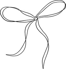 Asymmetrical bow with twisted loop and thin tail