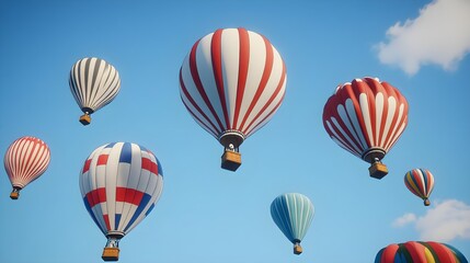 Obraz premium Hot Air Balloons Soaring in a Clear Blue Sky on a Beautiful Day