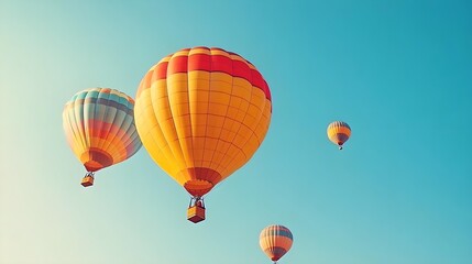 Fototapeta premium Colorful Hot Air Balloons Soaring in a Clear Blue Sky