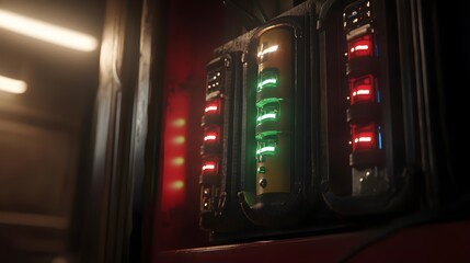 Colorful LED Lights on Server Rack in Modern Data Center Environment