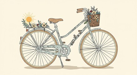 Fototapeta premium Floweradorned bike basks in sunshine