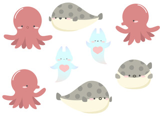 可愛い海の生き物トリオ