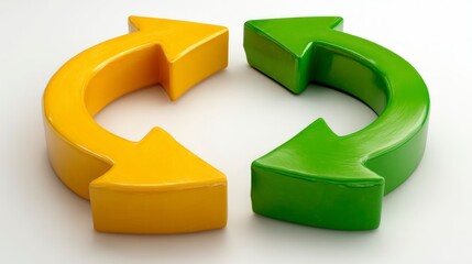 Recycling Arrows Green and Yellow Symbols for Sustainability Reuse and Environmental Awarene