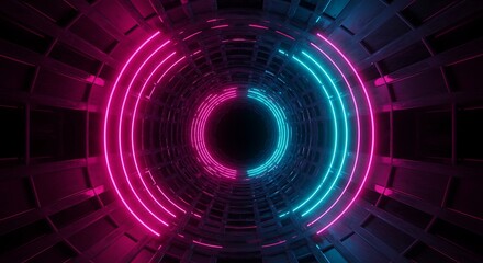 Obraz premium Neon tunnel vortex blue pink