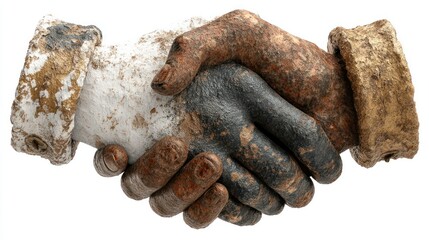 Rusty Handshake Sculpture A Symbol of Unity and Agreement in Weathered Metal Artwork
