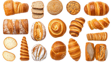 French Croissant Bread Isolated on Transparent Background

