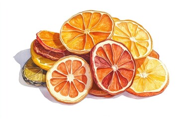 Dehydrated citrus slices, vibrant and colorful