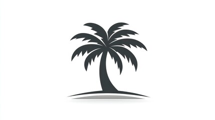 Obraz premium Silhouette of a Palm Tree on White Background Minimalist Design for Tropical Themes Vacation