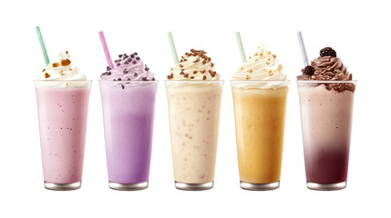 Milkshake or Smoothie in Cup Isolated on Transparent Background

