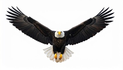 Fototapeta premium Bald eagle flying isolated on white background.