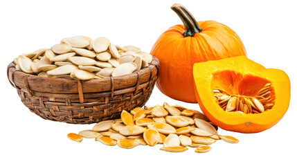 Pumpkin Seeds from Multiple Angles Isolated on Transparent Background

