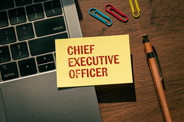 There is sticky note with the word Chief Executive Officer. It is as an eye-catching image.