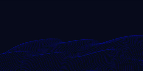 Abstract glowing wave lines on dark blue background. Dynamic wave pattern. Modern flowing wavy lines. Futuristic technology concept. Suit for banner, poster, cover, brochure, flyer, website