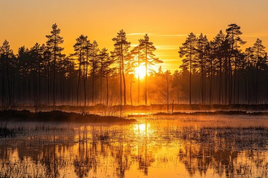 Sunrise over a tranquil swamp (1)