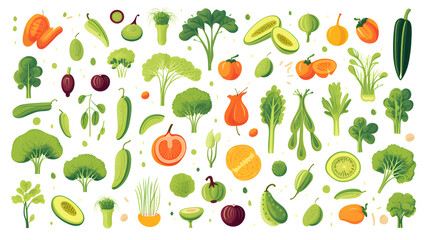 Obraz premium Vegan Food Nutrition and Healthy Cartoon Vector Illustration for Wellness Blogs