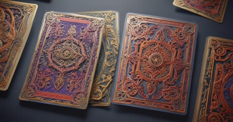 Fototapeta premium Intricate die-cut cards, vibrant colors, layered designs, scrapbooking, texture