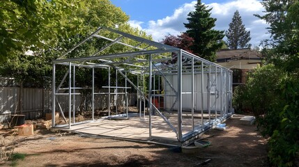 Witness A Dynamic Metal Framework Construction Site Showcasing Innovative Engineering And Robust Structural Design Precision