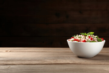 delicious salad featuring buckwheat fresh vegetables and herbs beautifully arranged in bowl