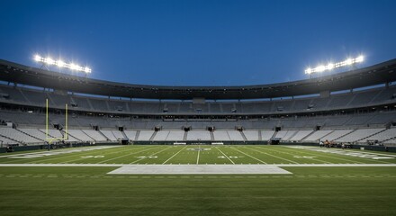 Fototapeta premium Empty stadium basks under stadium lights