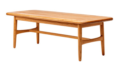 Fototapeta premium Midcentury modern teak rectangular dining table with smooth rounded edges and sturdy legs, showcasing warm wood tones