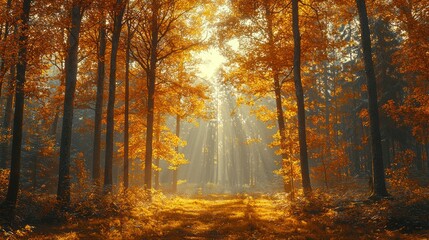 Golden autumn forest path (1)