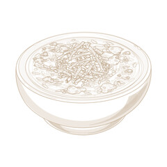 Vector Illustration logo Line art Egg Okayu Japanese Rice Porridge on a Bowl