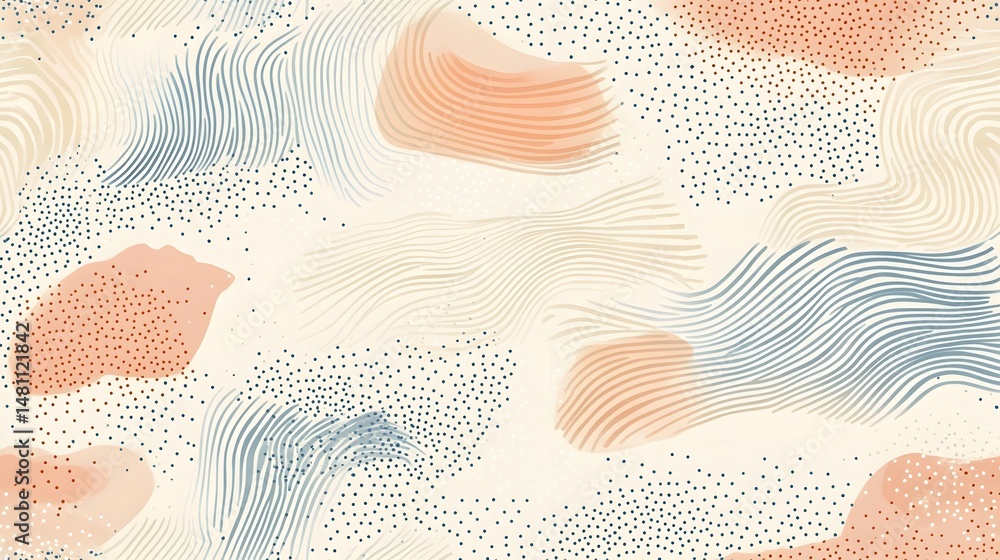Poster abstract pattern design featuring soft colors and flowing lines.