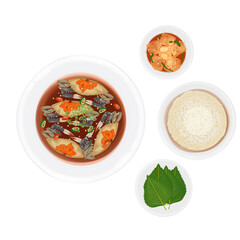 Vector Illustration logo Clipart  Ganjang Gejang with Rice and Kimchi 