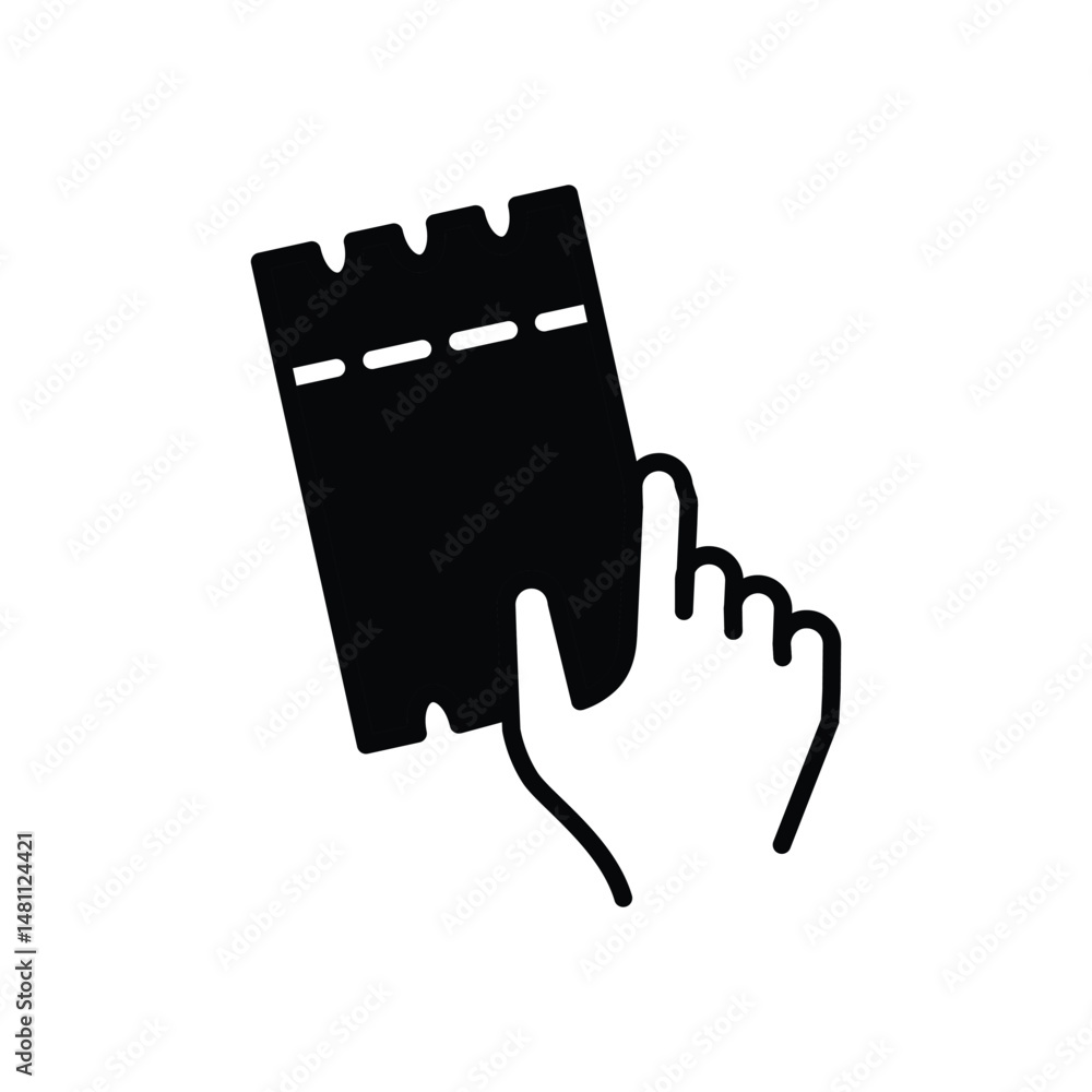 Poster hand hold ticket solid icon vector design good for web or mobile app