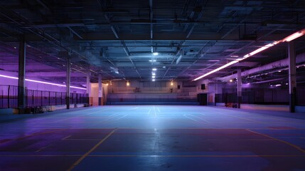 Experience a Roller Derby Track Illuminated by Fluorescent Lighting Safety Barriers for High Speed Action