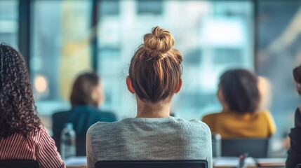 Corporate training session, employees engaged in a leadership development workshop, modern business environment, professional skills enhancement in modern digital art style