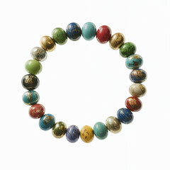 Obraz premium Colorful stone bead bracelet handmade jewelry gift fashion accessory red on transparent background