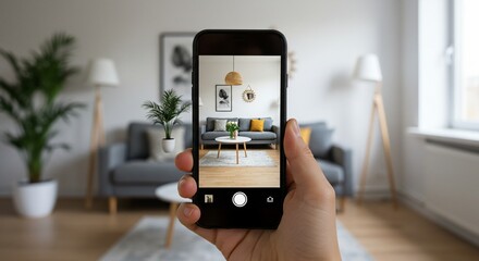 Interior through phone living room capture