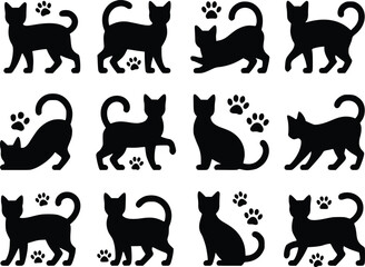 Cat Lover Icon Adorable Feline Silhouette Simple Clean Vector Set for Designers