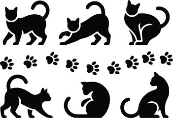 Cat Lover Icon Adorable Feline Silhouette Simple Clean Vector Set for Designers