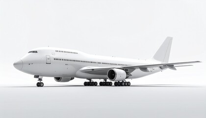 Obraz premium White Boeing 747 Side View Mockup
