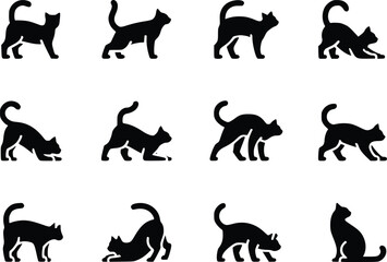 Cat Lover Icon Adorable Feline Silhouette Simple Clean Vector Set for Designers