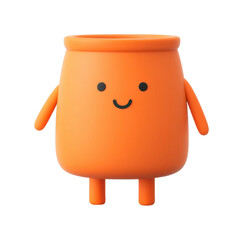 Smiling orange cartoon character with arms and legs, cut out - stock png.