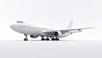 Obraz premium White Boeing 747 Side View Mockup