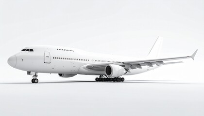 Fototapeta premium White Boeing 747 Side View Mockup