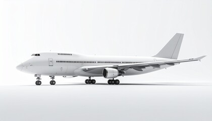 Obraz premium White Boeing 747 Side View Mockup