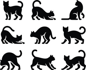 Cat Lover Icon Adorable Feline Silhouette Simple Clean Vector Set for Designers
